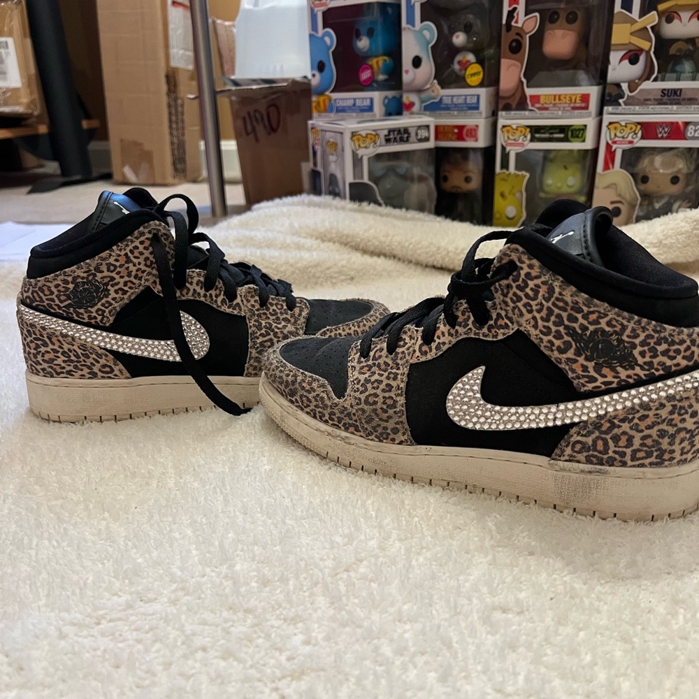 CHEETA PRINT JORDAN 1’S BEDAZZLED